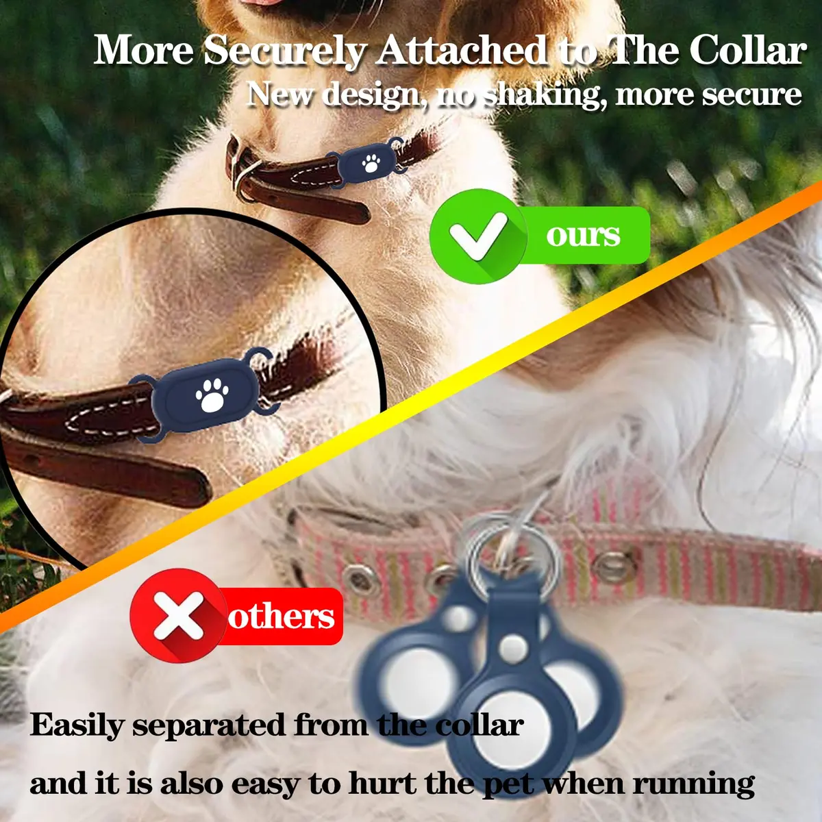 Rzttwl 2 Pack Waterproof Dog Collar Holder for Samsung Galaxy SmartTag2, Pink Blue | Silicone GPS Tracker Case - view 3