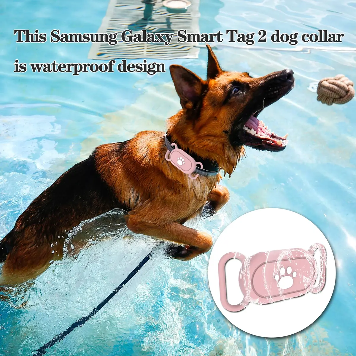 Rzttwl 2 Pack Waterproof Dog Collar Holder for Samsung Galaxy SmartTag2, Pink Blue | Silicone GPS Tracker Case - view 4