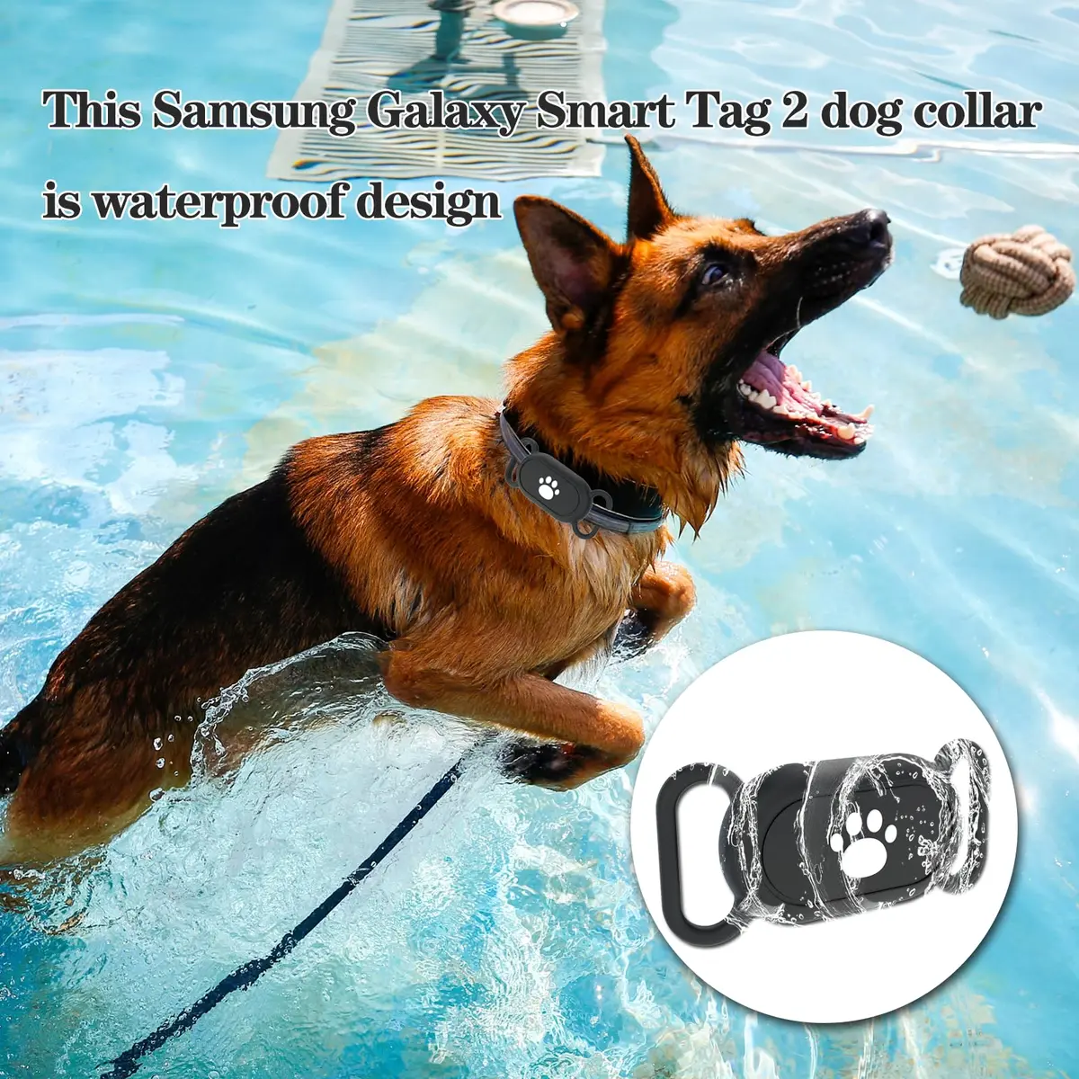 Rzttwl 2 Pack Waterproof Dog Collar Case for Samsung Galaxy SmartTag2, Black - view 4