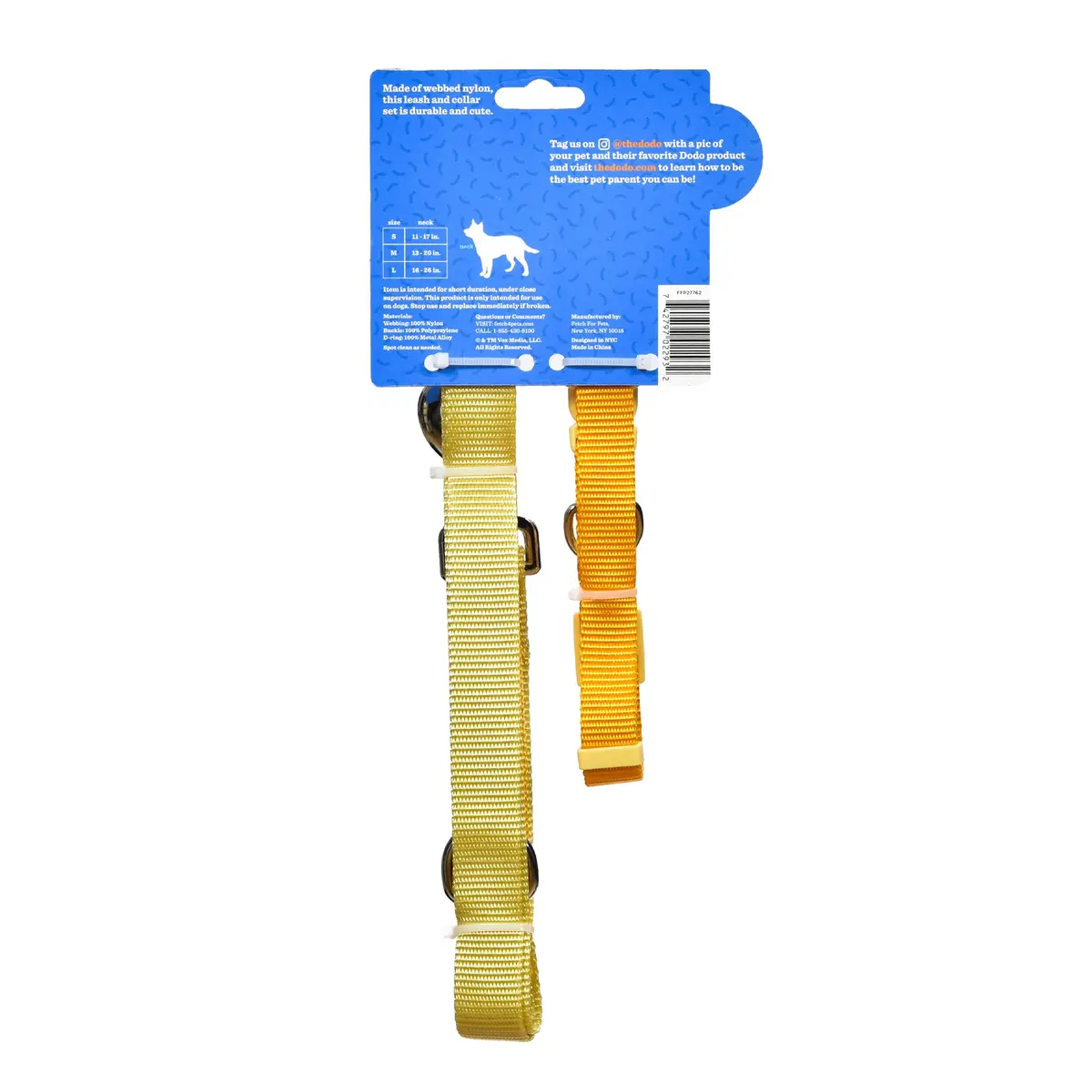 The Dodo All Nylon Yellow Collar and Leash Set - Small; Waterproof Dog Leash & Collar, Perfect for Beach or Lake Trips - view 6