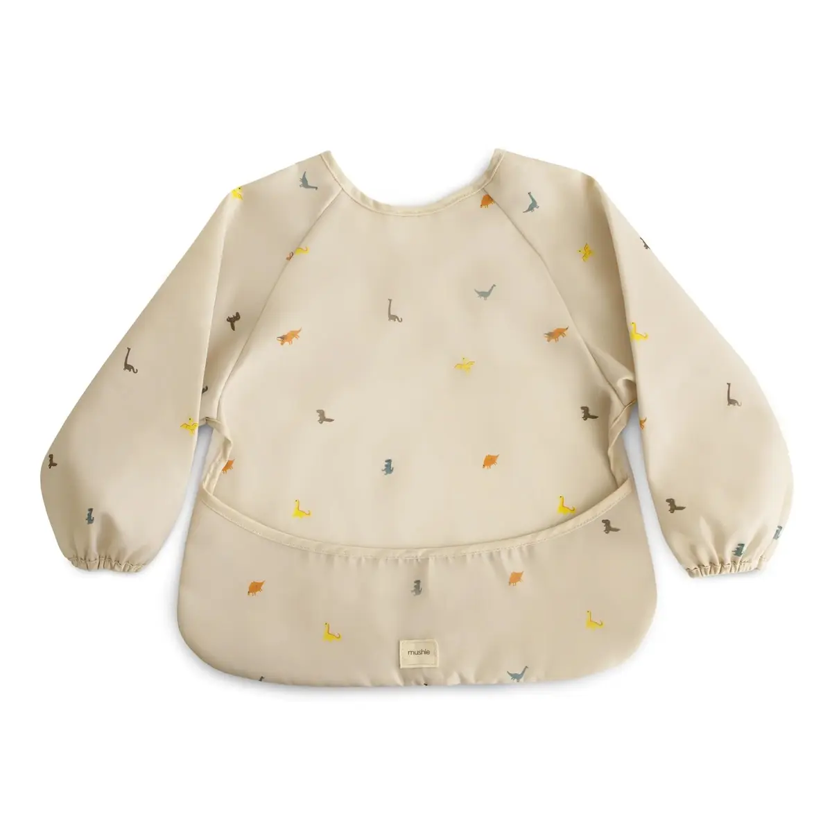 mushie Long Sleeve Baby Bib | Water Resistant Adjustable Fit (Dinos) - view 4