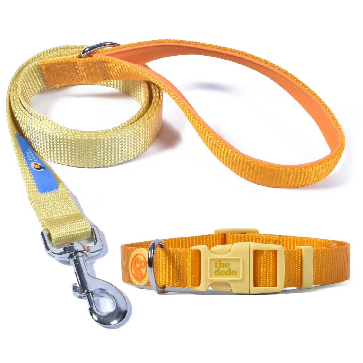 The Dodo All Nylon Yellow Collar and Leash Set - Small; Waterproof Dog Leash & Collar, Perfect for Beach or Lake Trips - main product image