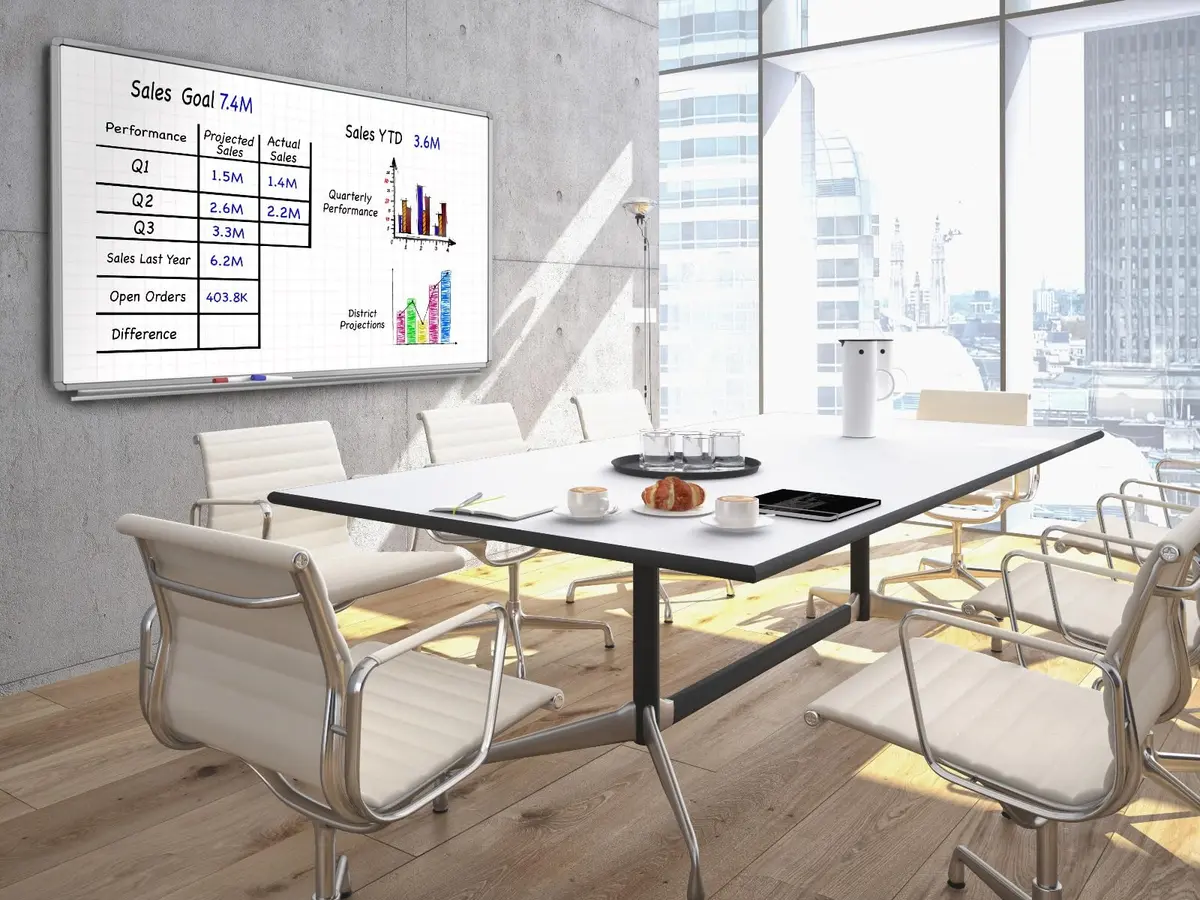 Luxor WB7240LB 72" x 40" Wall-Mounted Magnetic Ghost Grid Whiteboard | Aluminum Frame, Includes Mounting Hardware - view 2