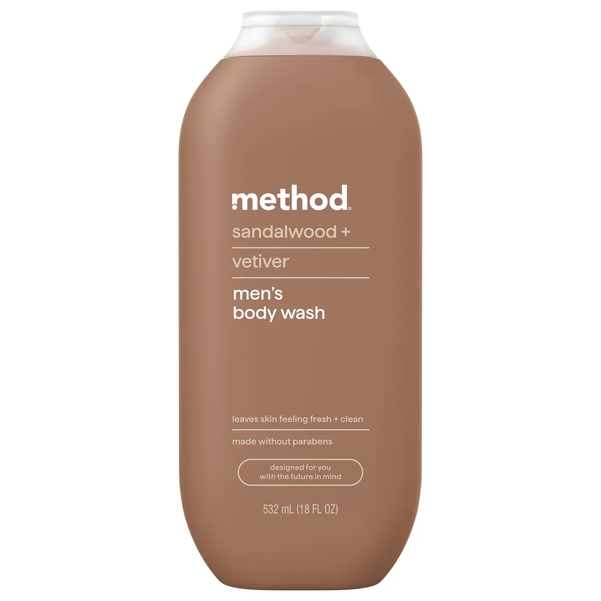 Method Men’s Body Wash Sandalwood + Vetiver 18 Fl Oz | Gentle, Moisturizing, Cruelty-Free - main product image