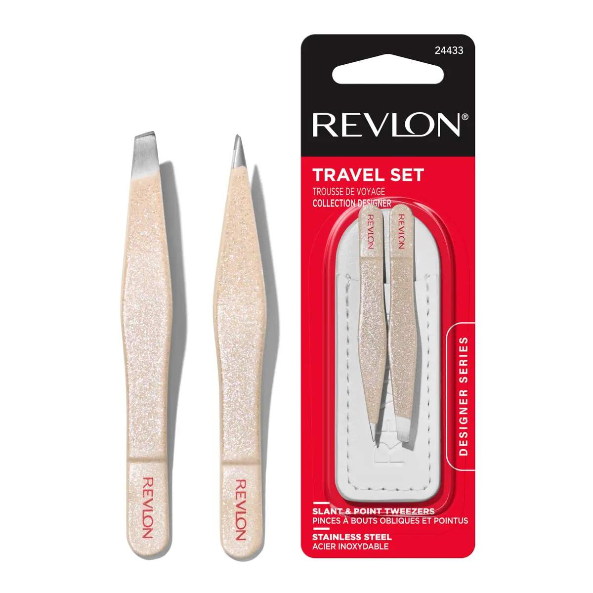 Revlon Designer Series Mini Tweezer Set for Travel | Precise Hair Removal Tools - main product image