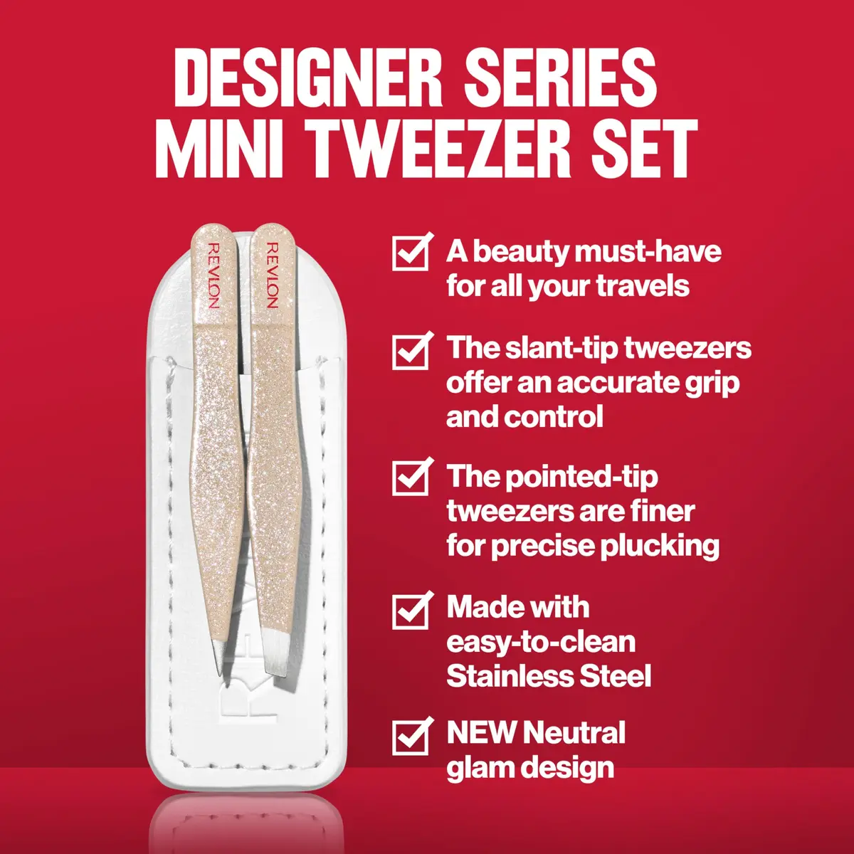 Revlon Designer Series Mini Tweezer Set for Travel | Precise Hair Removal Tools - view 3