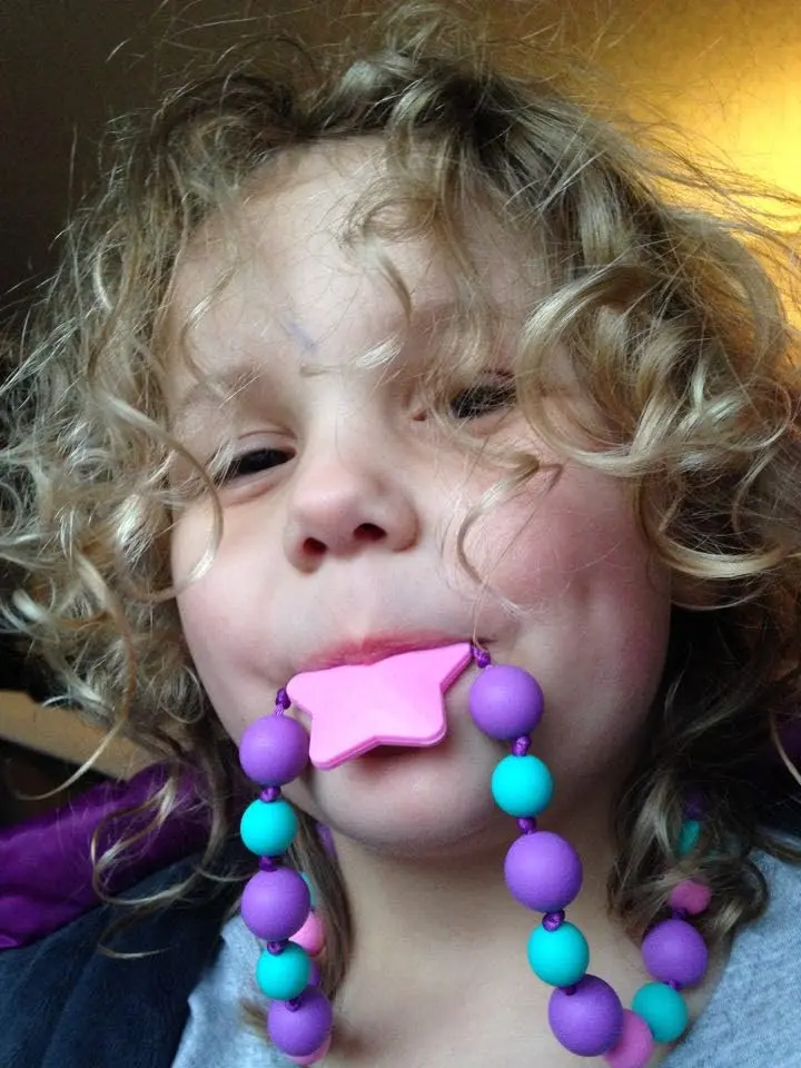 Munchables Starlight Sensory Chew Necklace, Medium Chew, Purple/Aqua/Pink | Food-Grade Silicone Oral Support - view 6