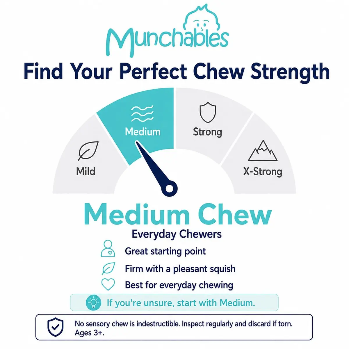Munchables Starlight Sensory Chew Necklace, Medium Chew, Purple/Aqua/Pink | Food-Grade Silicone Oral Support - view 3