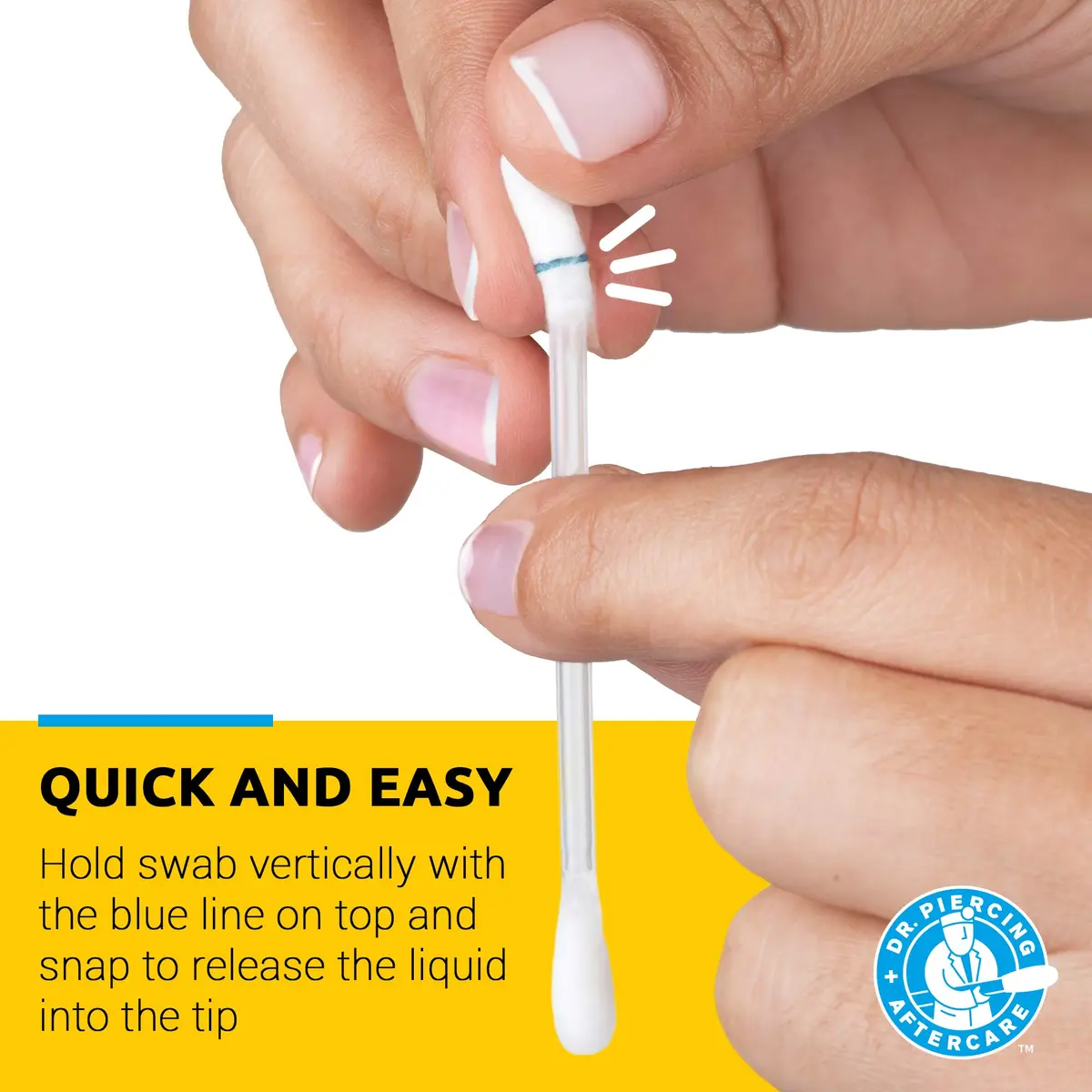 Dr. Piercing Aftercare Swabs Liquid-Filled Saline Solution 144 Count | Gentle, Travel-Friendly Ear, Nose & Body Piercing Care - view 2