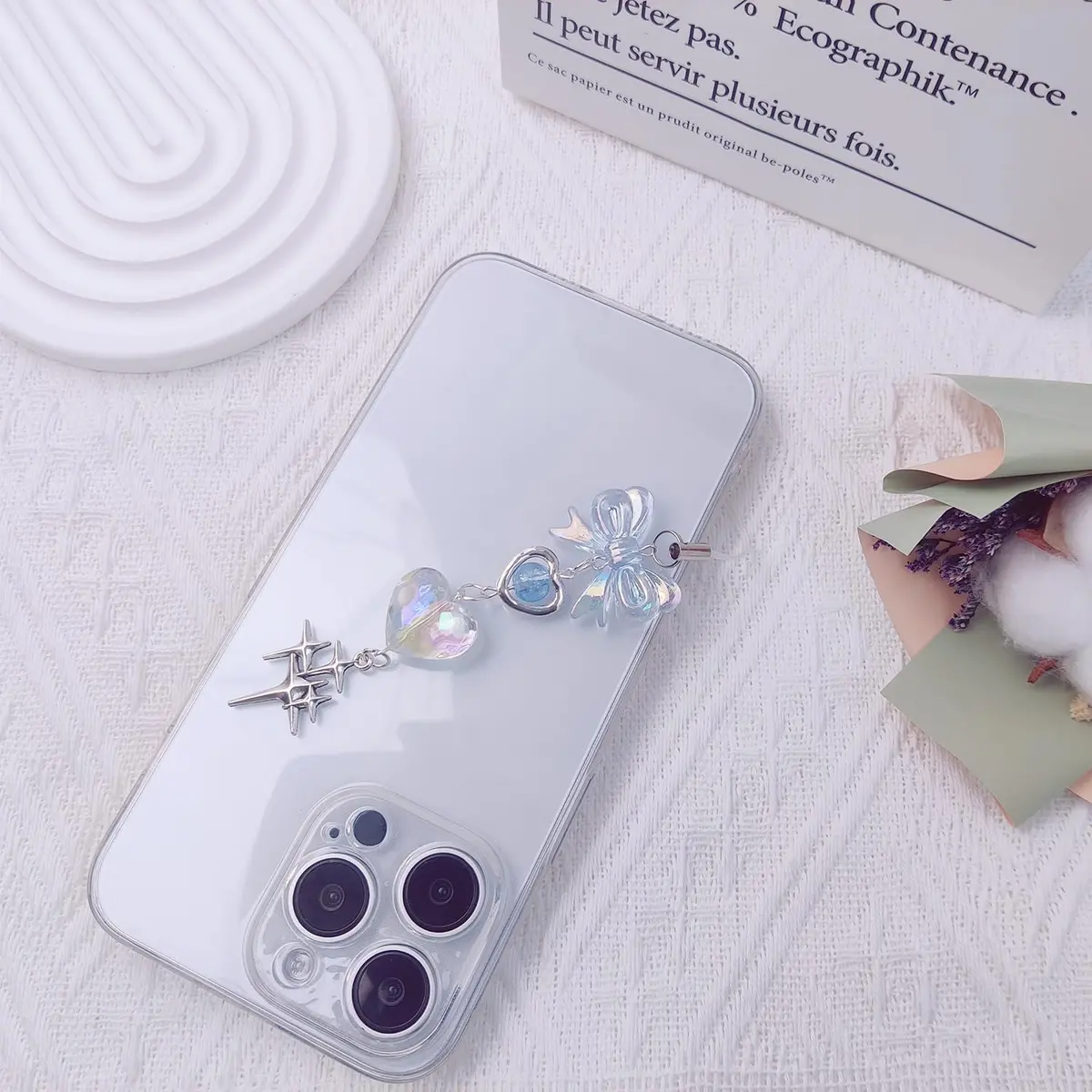 cioatu Cute Phone Charms Aesthetic Y2K Cell Phone Charms Strap Strawberry Butterfly Star Phone Charm Y2K Accessories for Bag Keychain Airpods Camera Pendants Decor (1x Blue Heart) - view 5