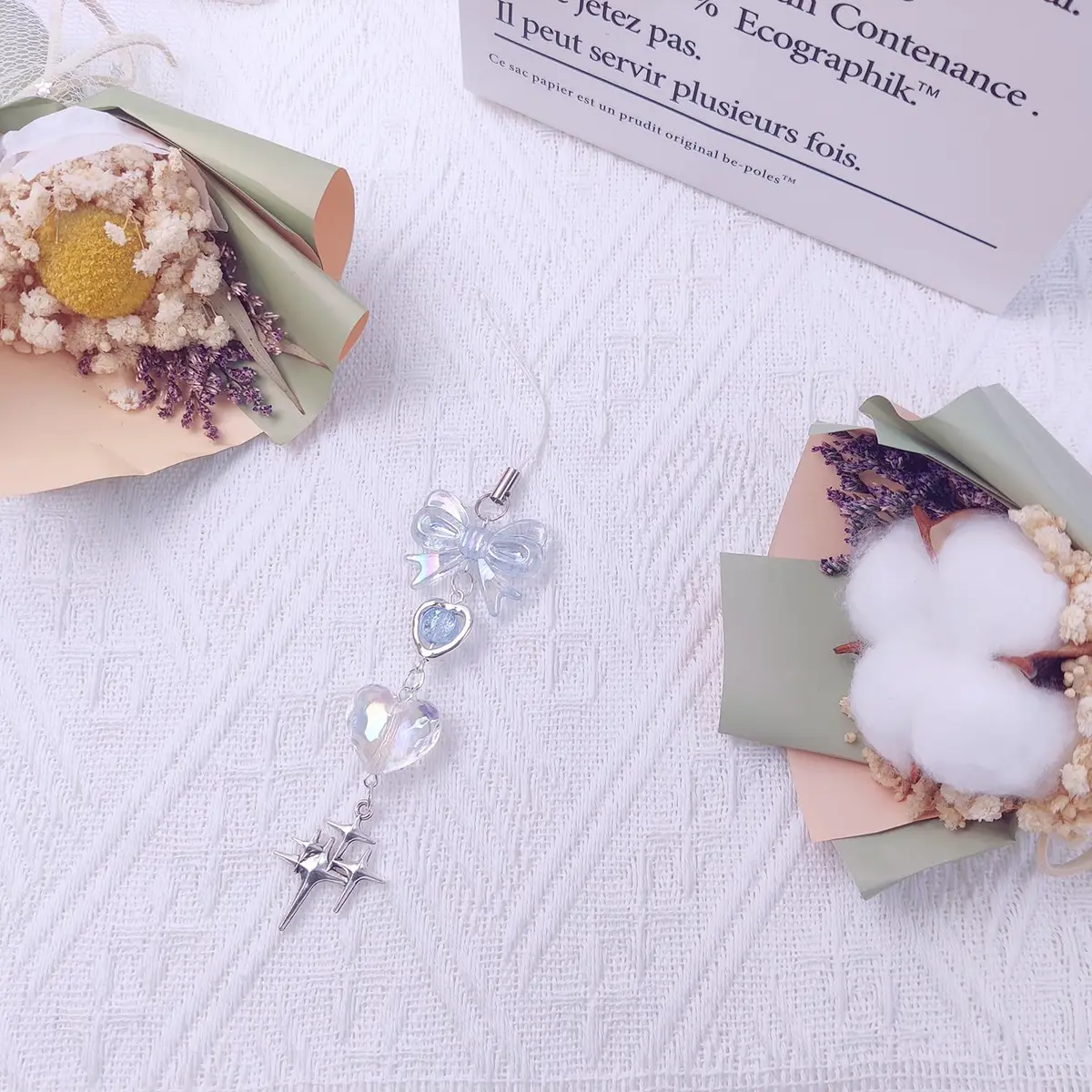cioatu Cute Phone Charms Aesthetic Y2K Cell Phone Charms Strap Strawberry Butterfly Star Phone Charm Y2K Accessories for Bag Keychain Airpods Camera Pendants Decor (1x Blue Heart) - view 2