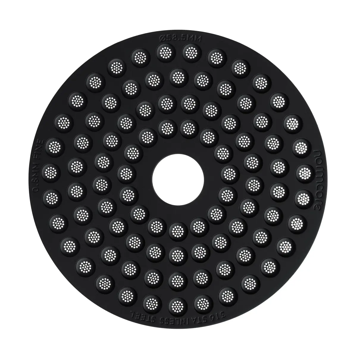 Normcore Black 58.5mm x 0.8mm Ultra-Slim Puck Screen with Round Hole - main product image