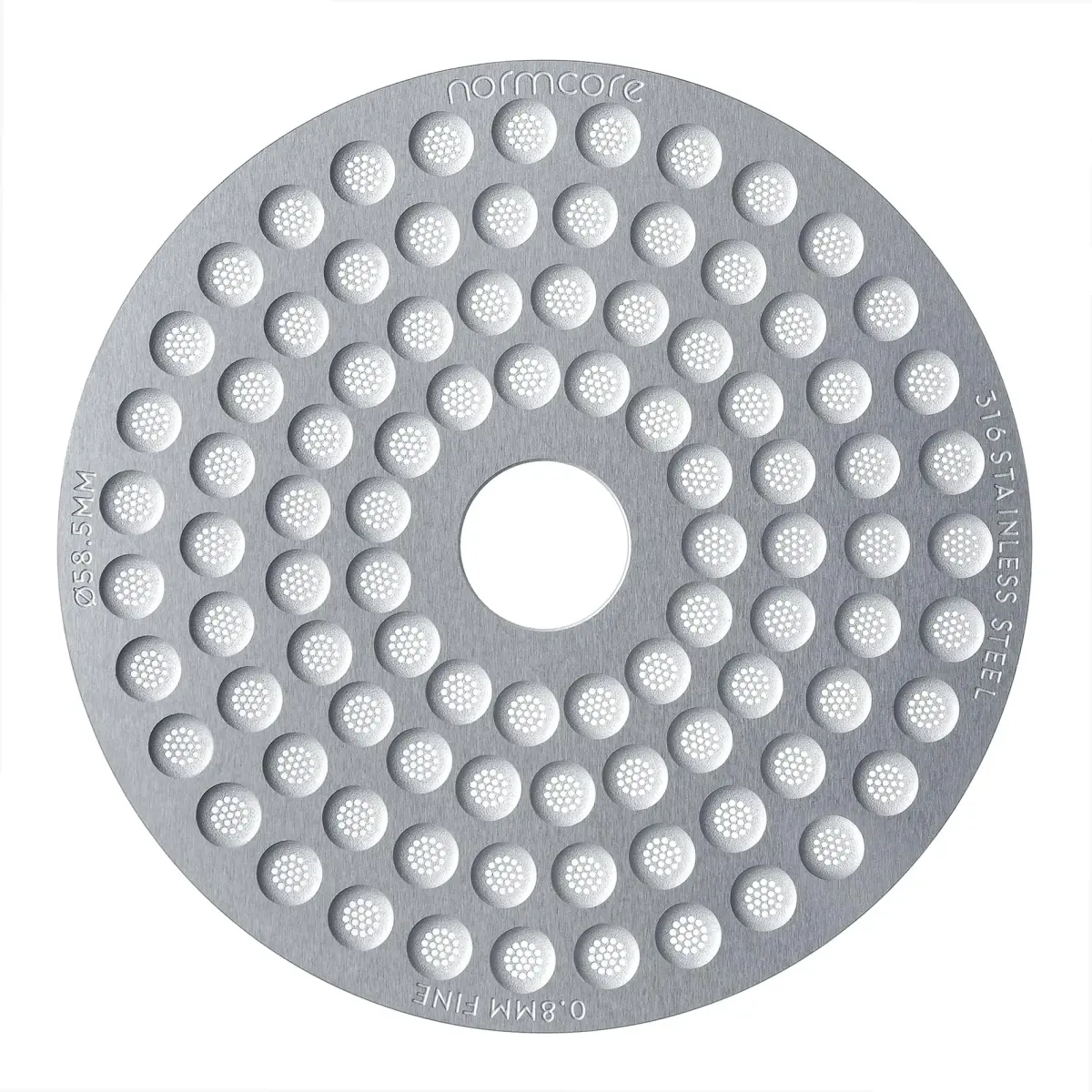 Normcore Silver 58.5mm x 0.8mm Ultra-Slim Puck Screen with Round Hole - main product image