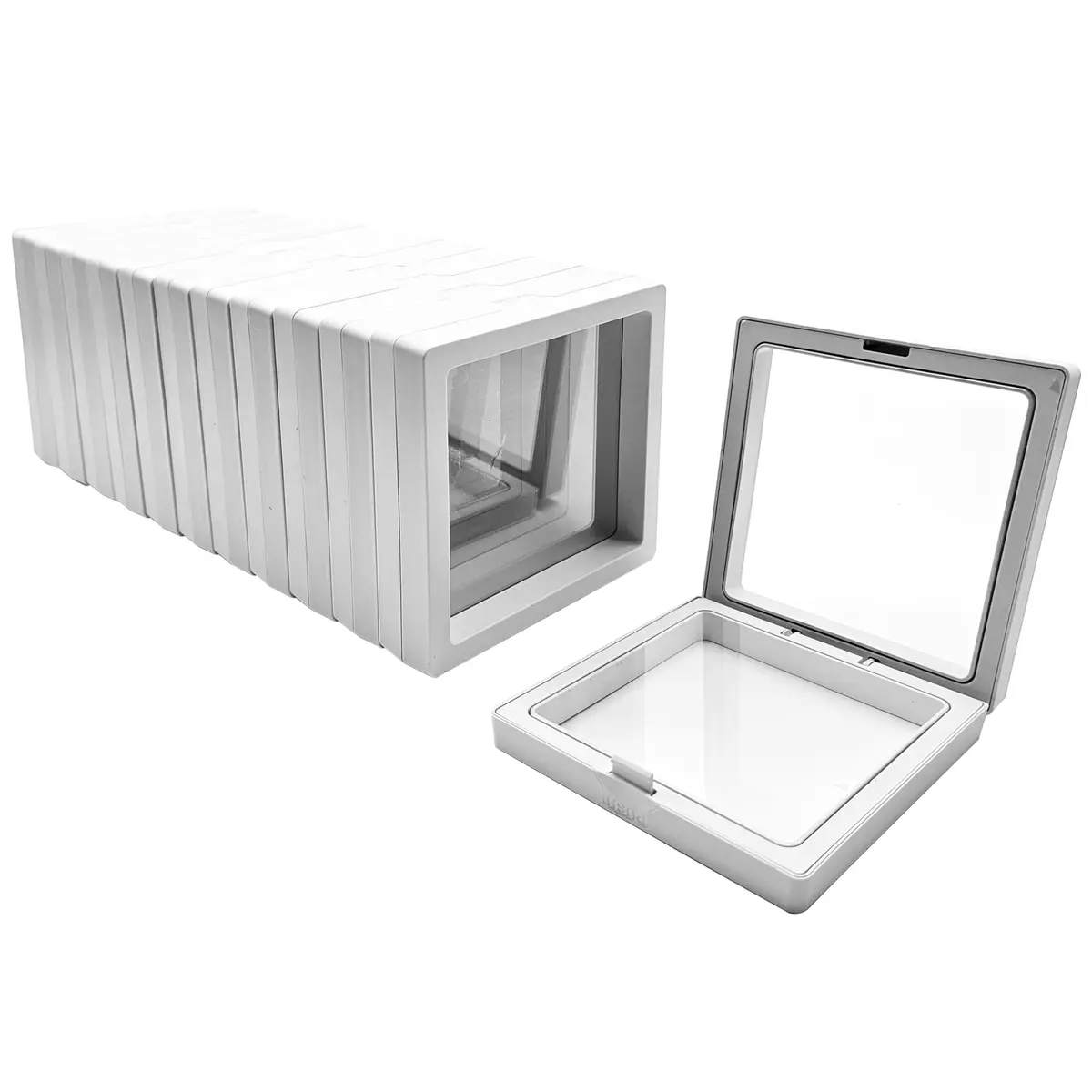ailison 3D Floating Frame Display Stand White 12-Pack | Organize Jewelry, Medals & Collectibles - main product image