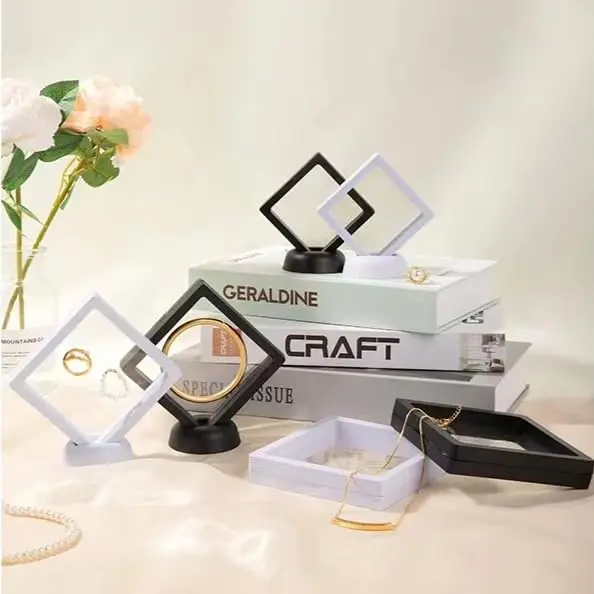 ailison 3D Floating Frame Display Stand White 12-Pack | Organize Jewelry, Medals & Collectibles - view 4
