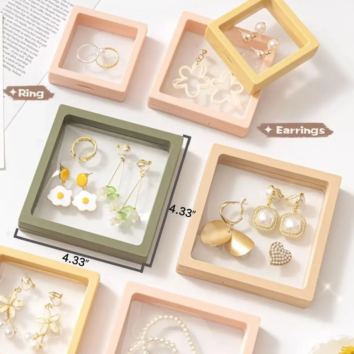 ailison 3D Floating Frame Display Stand 10.99 cm (4.33 inches) | Pack of 12 for Jewelry, Medals, Coins - view 7