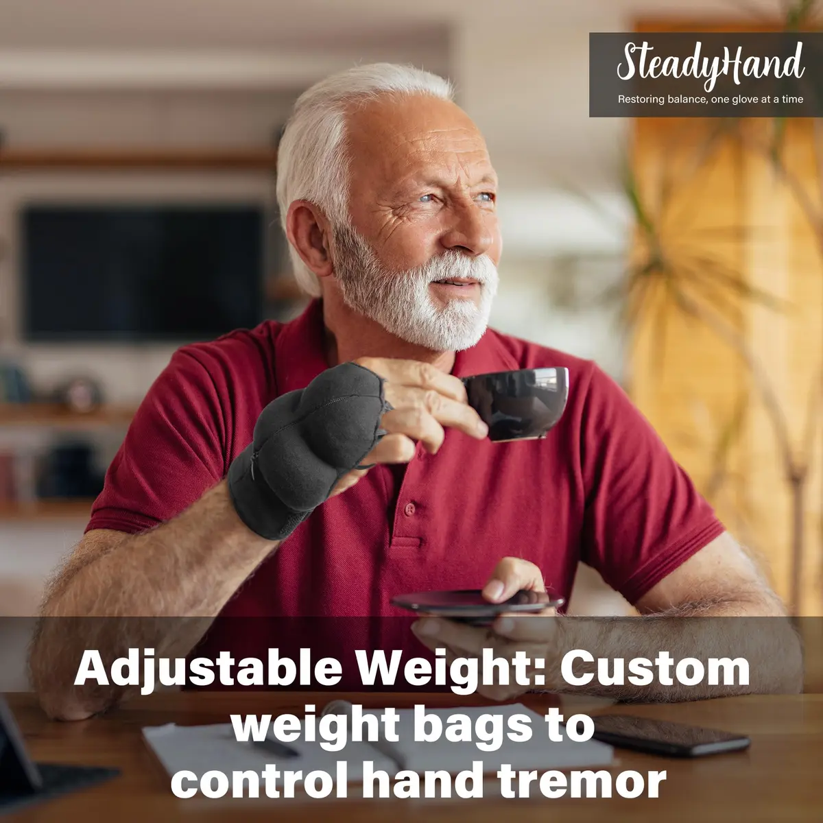 Noah Baby Weighted Gloves: Adjustable Hand Tremor Relief for Parkinson's & Wrist Instability - view 5