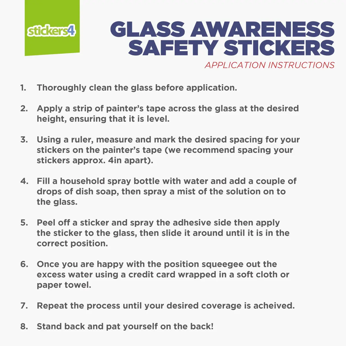 Stickers4 Frosted Square Glass Door Safety Decals 50mm (2 Inch) | 24-Pack for Sliding Doors - view 5