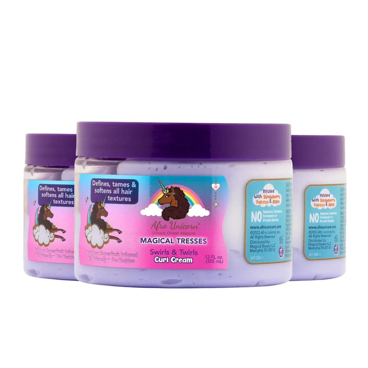 MAGICAL TRESSES Afro Unicorn Curl Cream 4 Fl Oz (3 Pack) | Defines & Softens Curly, Coily, Wavy Hair - main product image