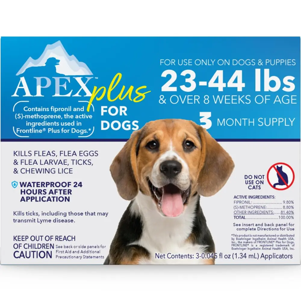APEX ANIMAL HEALTH Apex Plus Flea & Tick Prevention for Medium Dogs 23-44 lbs | 3-Month Supply - main product image