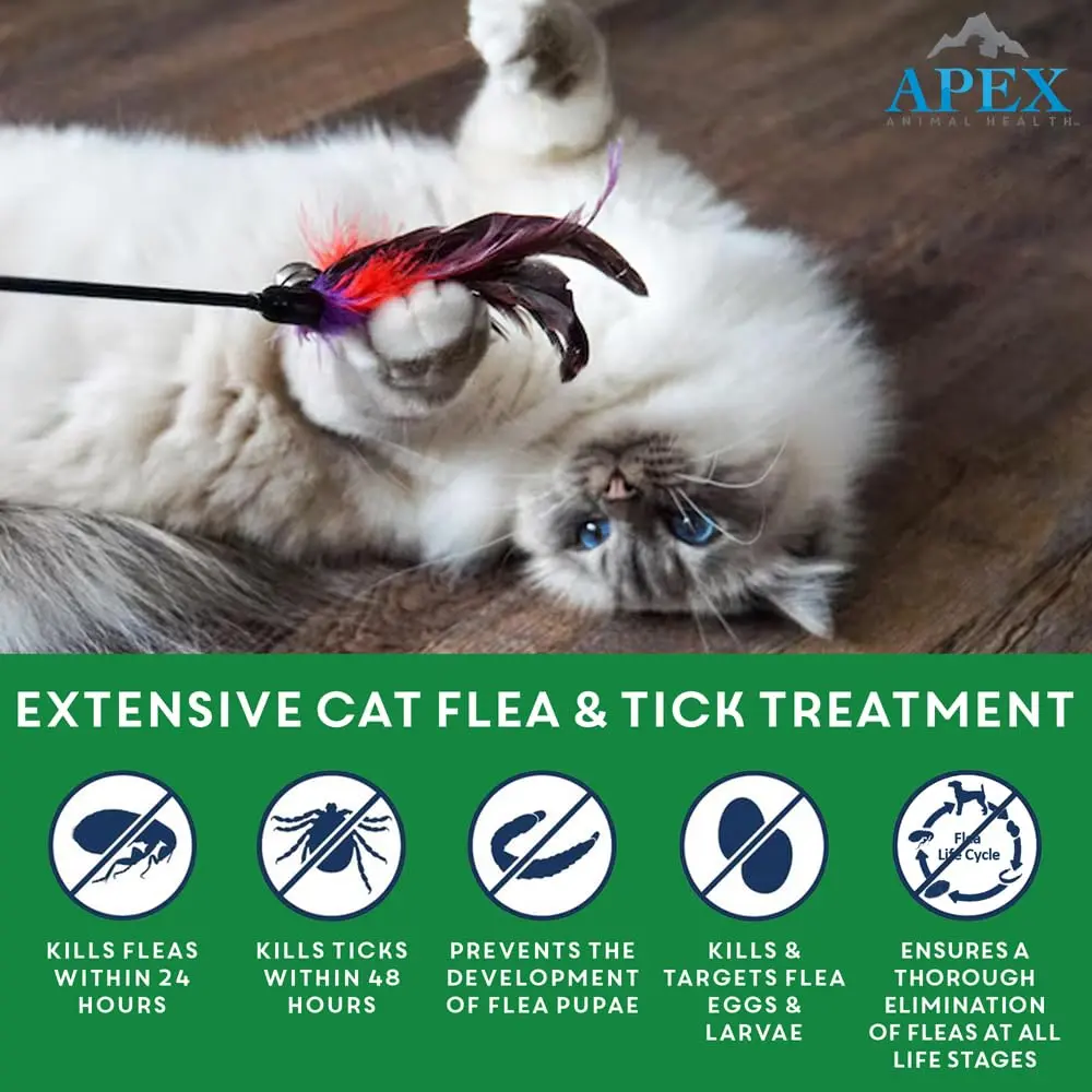 APEX ANIMAL HEALTH Flea & Tick Prevention Drops for Cats >1.5 lbs | 3-Month Supply, Easy & Safe - view 2