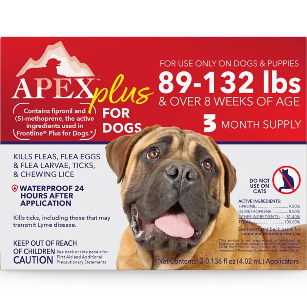 APEX ANIMAL HEALTH Apex Plus Flea & Tick Prevention for XL Dogs 89-132 lbs | 3-Month Supply - main product image