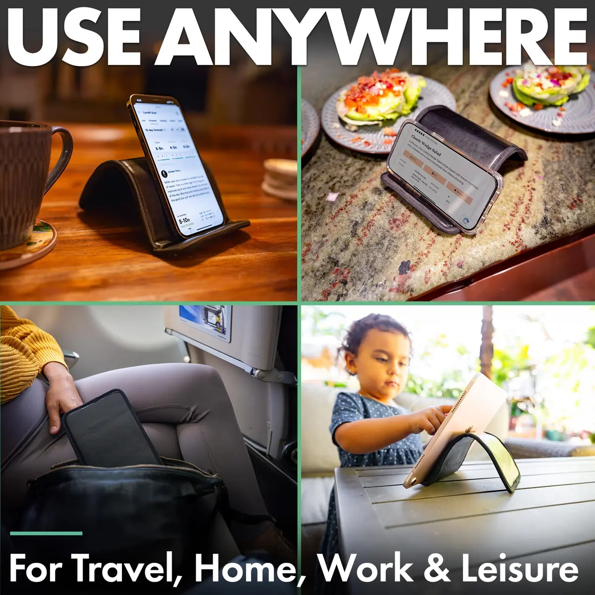 Flight Flap Airplane Phone Holder - Foldable Phone Stand for Plane Travel | Flexible, Vegan Leather, Universal Compatibility - view 6