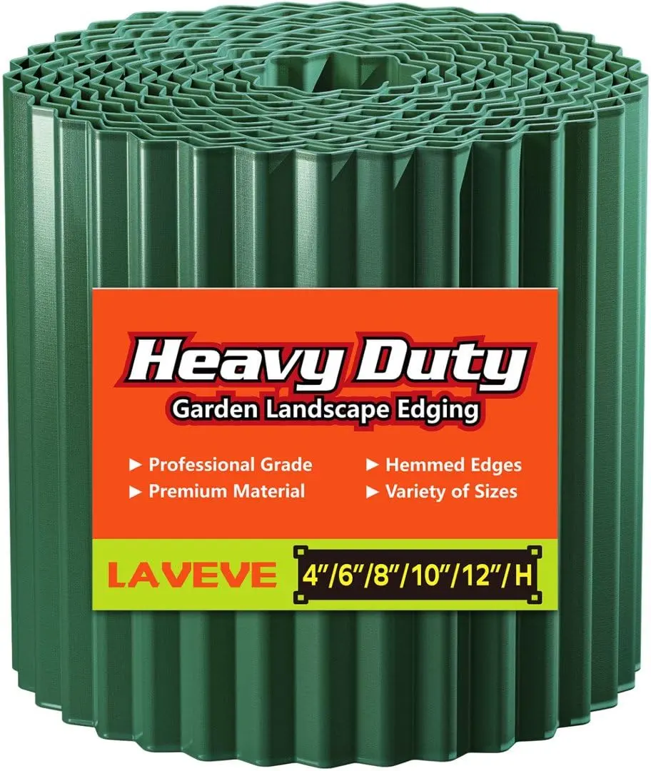 LAVEVE Corrugated Metal Garden Edging 4" x 10Ft | Heavy-Duty Galvanized Steel Border for Lawn & Garden - main product image