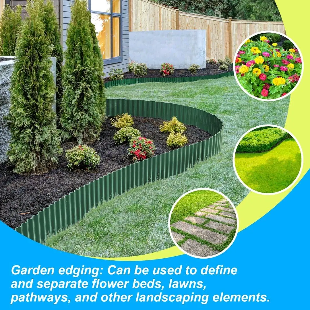 LAVEVE Corrugated Metal Garden Edging 4" x 10Ft | Heavy-Duty Galvanized Steel Border for Lawn & Garden - view 6