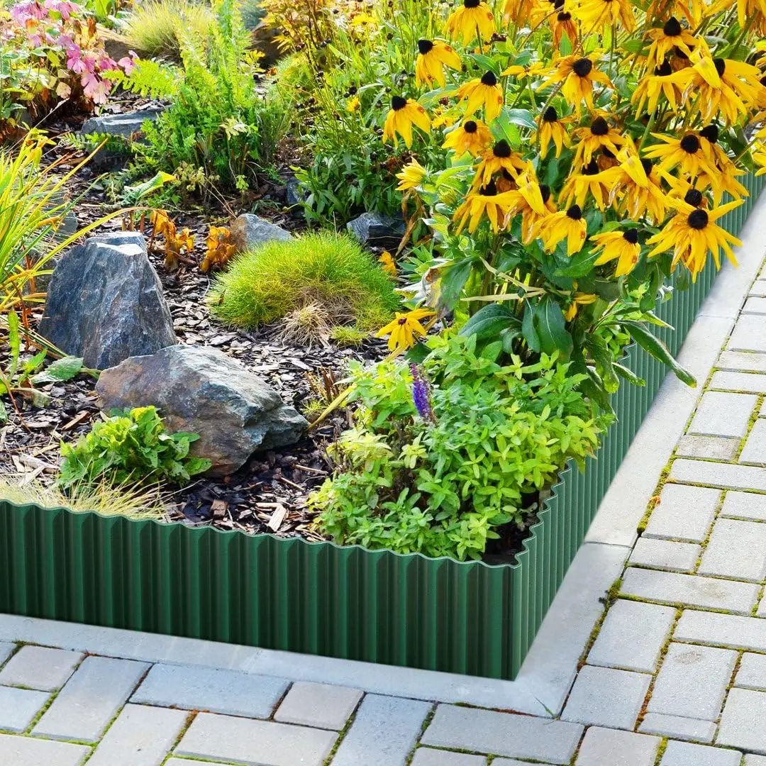 LAVEVE Corrugated Metal Garden Edging 4" x 10Ft | Heavy-Duty Galvanized Steel Border for Lawn & Garden - view 2