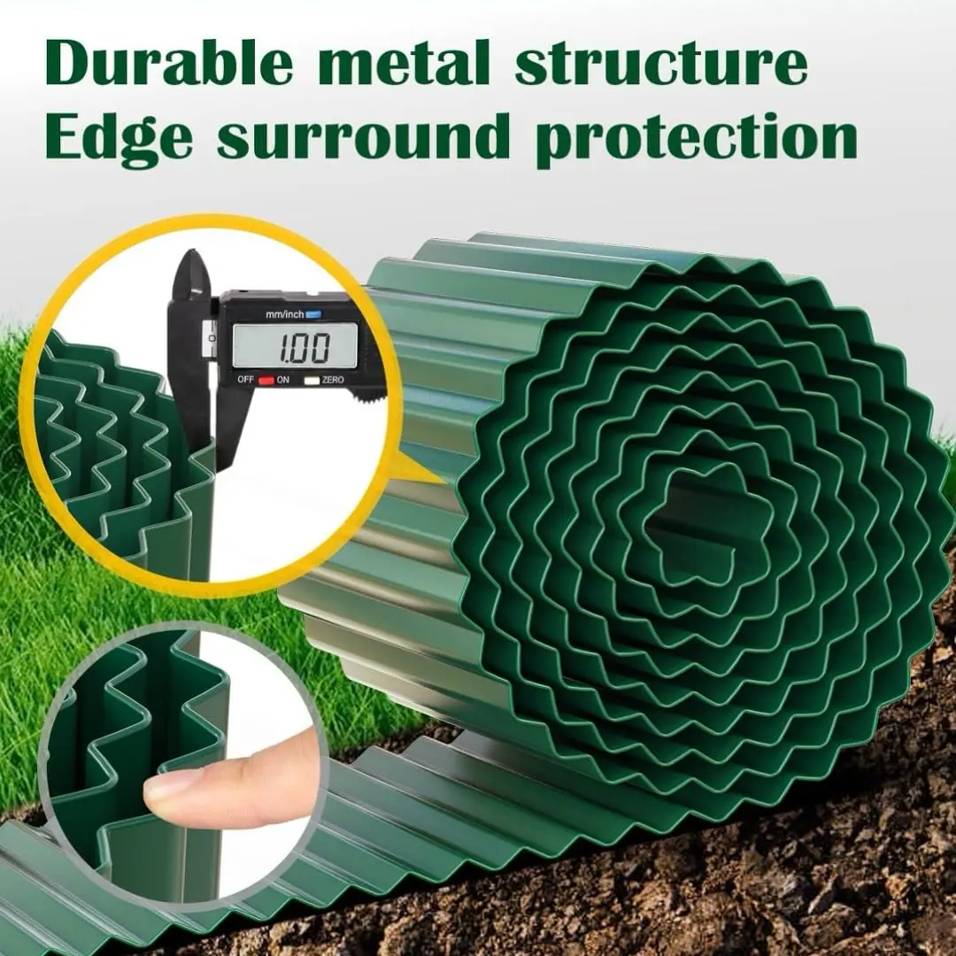 LAVEVE Corrugated Metal Garden Edging 4" x 10Ft | Heavy-Duty Galvanized Steel Border for Lawn & Garden - view 3