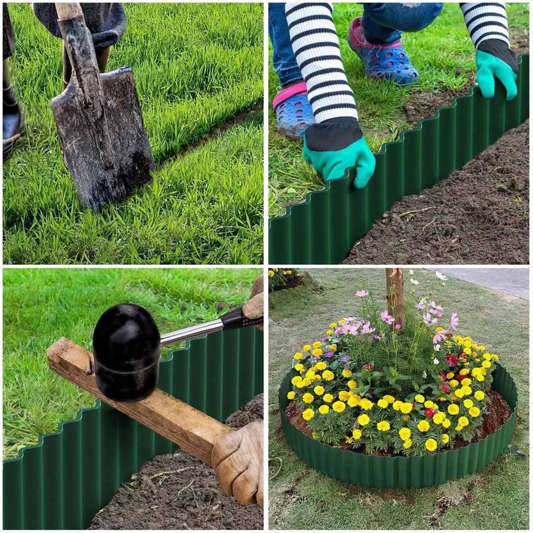 LAVEVE Corrugated Metal Garden Edging 4" x 10Ft | Heavy-Duty Galvanized Steel Border for Lawn & Garden - view 4