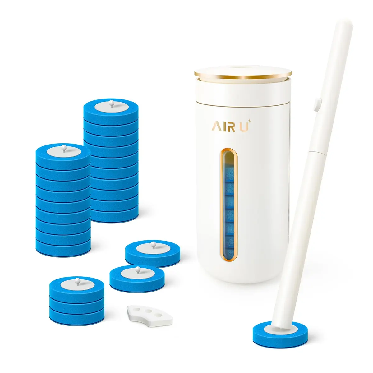 AIR U+ Disposable Toilet Brush System with 24 Refills | Wall-Mountable, Automatic Storage, Ocean Breeze Scent - main product image