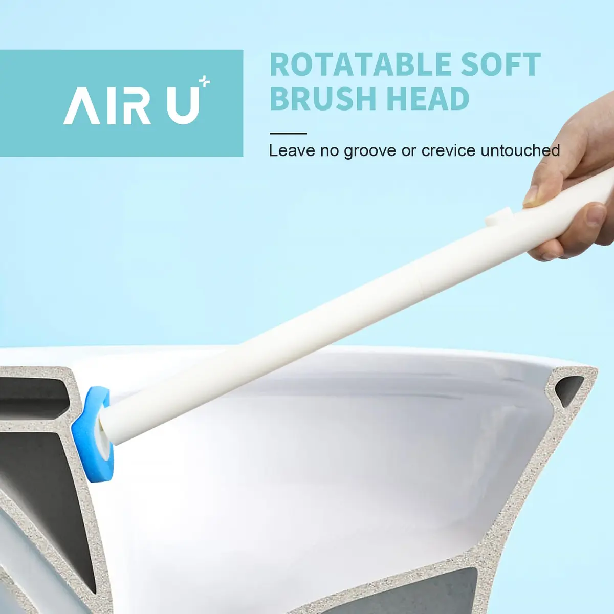 AIR U+ Disposable Toilet Brush System with 24 Refills | Wall-Mountable, Automatic Storage, Ocean Breeze Scent - view 5