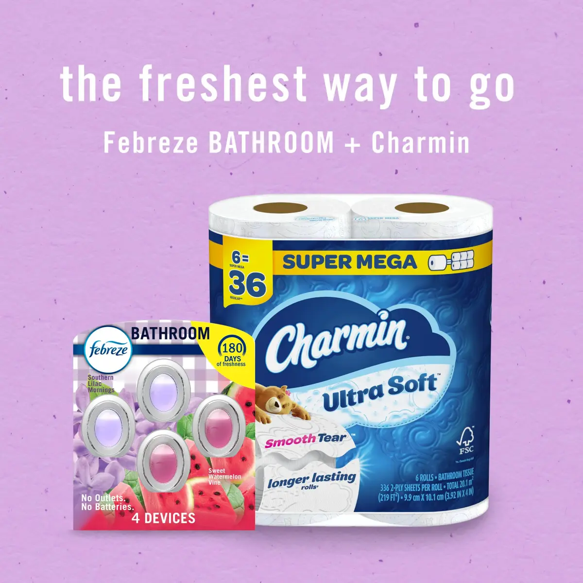 Febreze Bathroom Air Freshener Lilac & Watermelon Scents, 4ct (2 of Each Scent) | Odor-Fighting Plug-In Alternative for Small Spaces - view 9