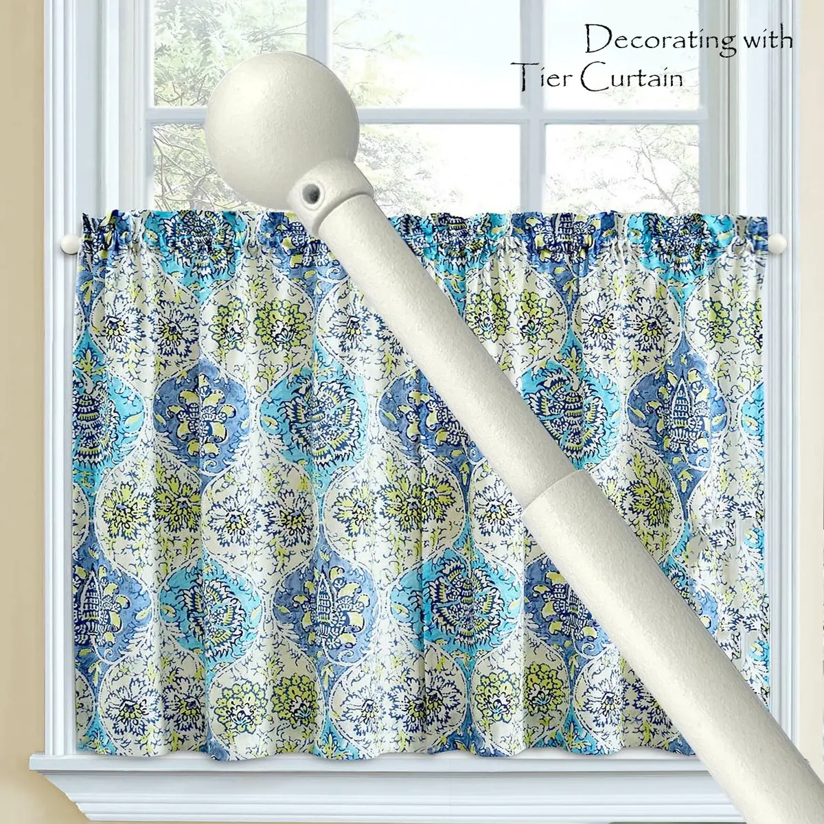ARNORX Cafe Curtain Rods for French Door 2 Pack, Adjustable 16-28 Inch, 3/8" Diameter, White – Screw Mount & Adhesive - view 4