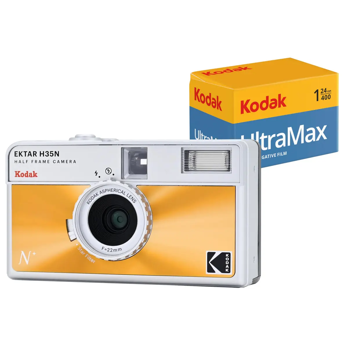 Kodak EKTAR H35N Half Frame Film Camera Bundle with Kodak Ultramax 400/24EXP 35mm Roll Film | Sharp Glass Lens & Star Filter (200g) - main product image