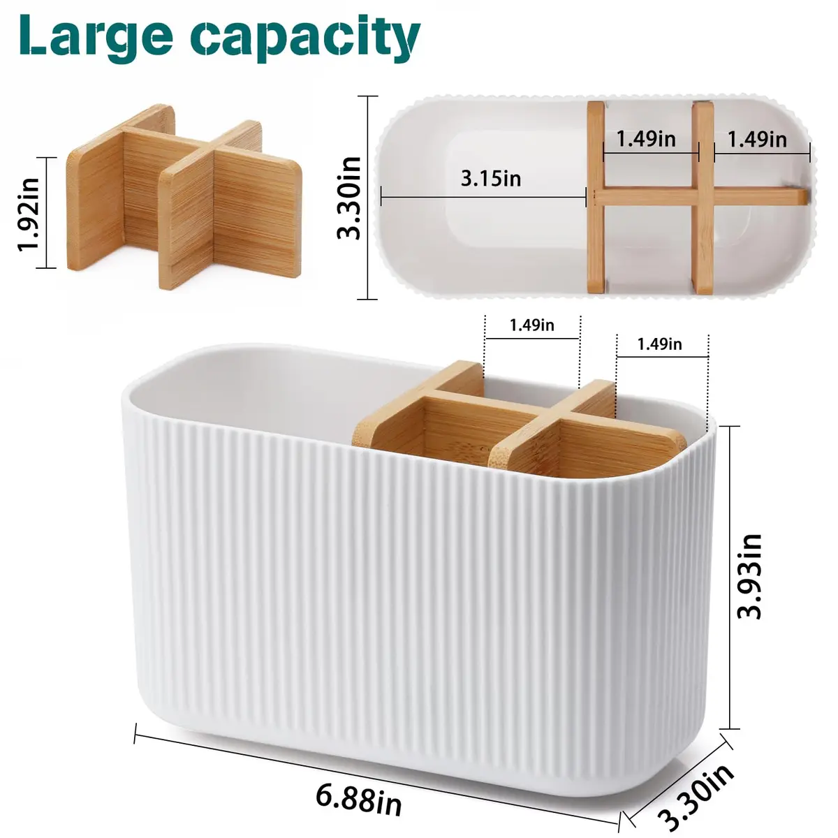 GFWARE White Toothbrush Holder, 5 Slots Bathroom Organizer | Countertop Organizer for Electric Toothbrushes & Toothpaste - view 6