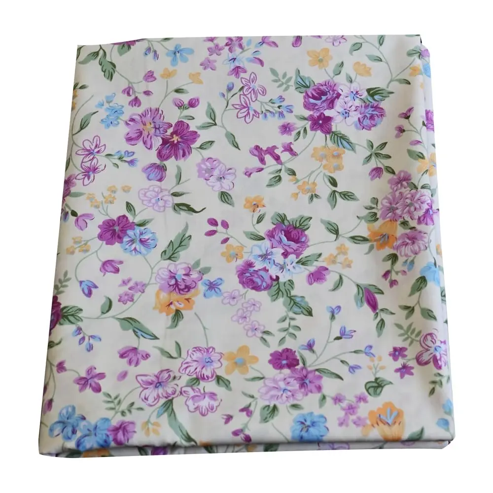 LANEHUA 100% Cotton Fabric 39 x 63 inches | Floral Spring Purple Flowers, Breathable & Durable - main product image