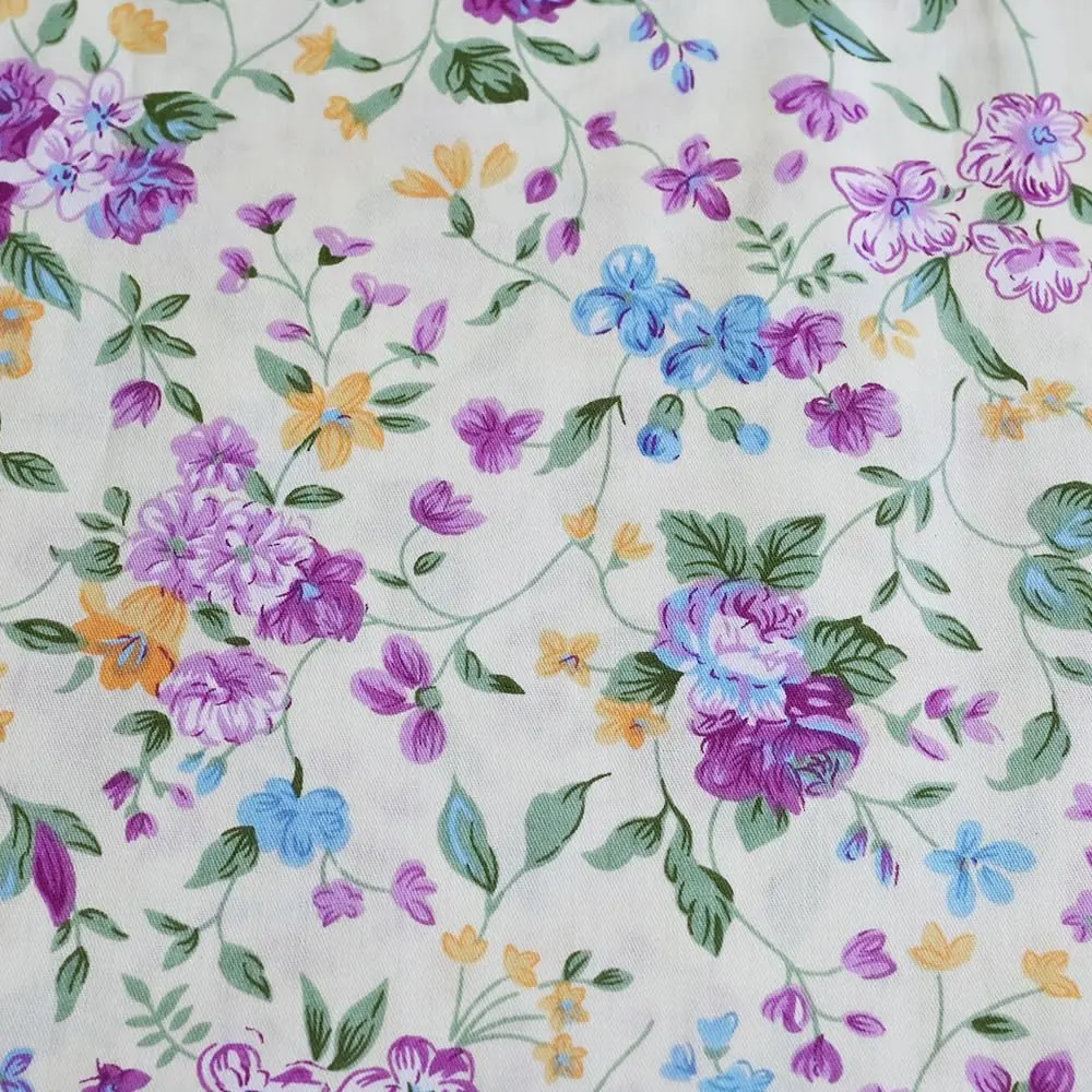 LANEHUA 100% Cotton Fabric 39 x 63 inches | Floral Spring Purple Flowers, Breathable & Durable - view 5