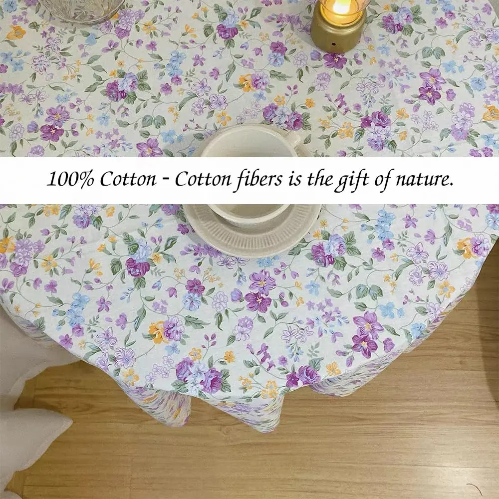 LANEHUA 100% Cotton Fabric 39 x 63 inches | Floral Spring Purple Flowers, Breathable & Durable - view 3