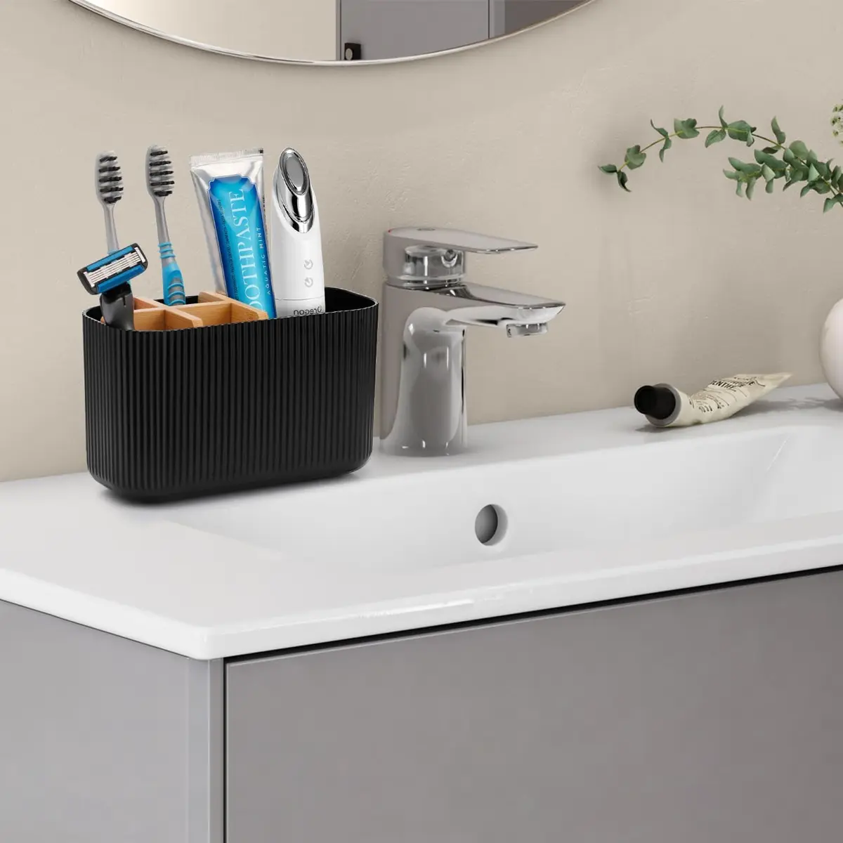 GFWARE Black Toothbrush Holder 5 Slots | Bathroom Organizer Countertop 16.5cm (6.5") - view 2