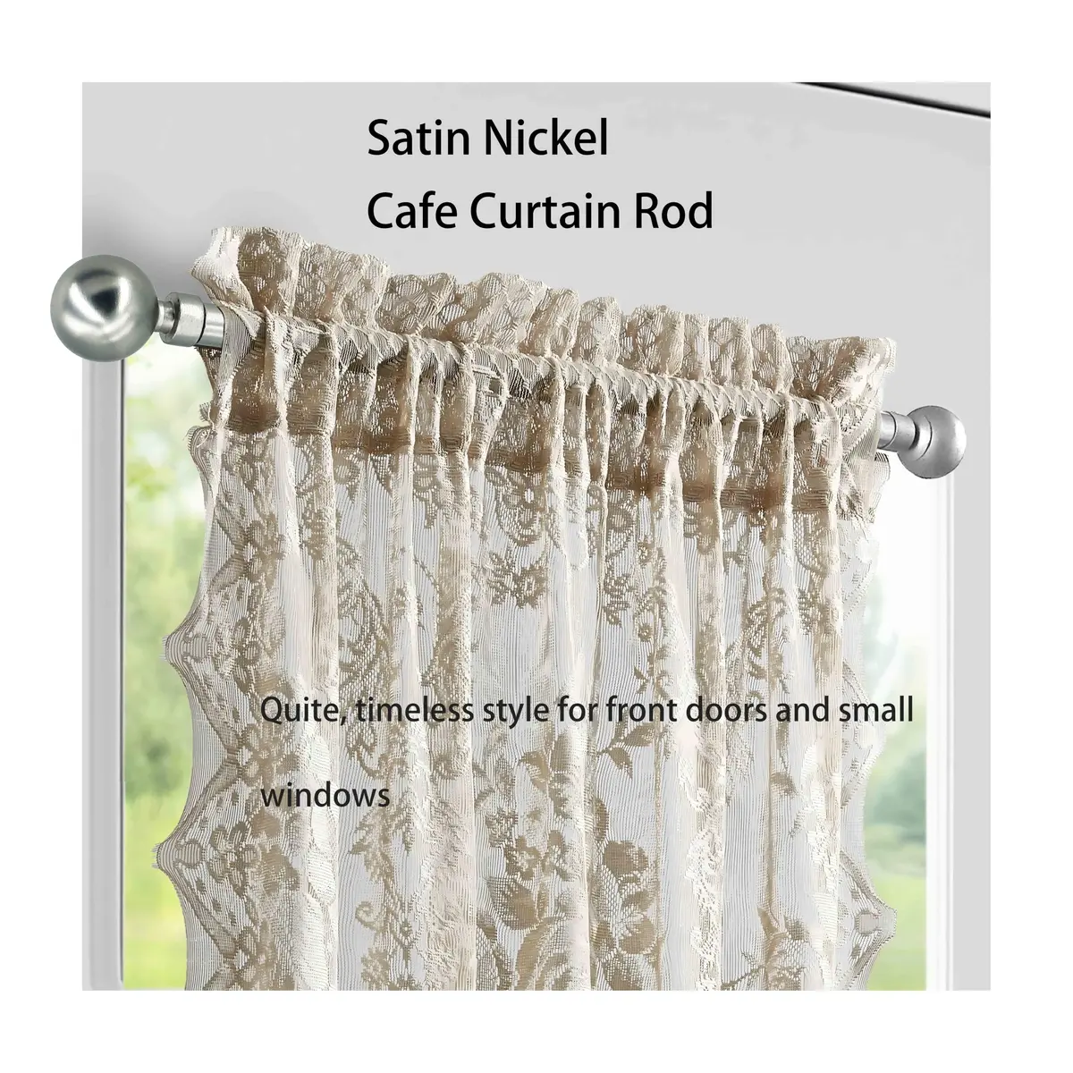 ARNORX Cafe Curtain Rod, 16–28" Adjustable Satin Nickel Set of 2 | No Drill, Renter-Friendly - view 2