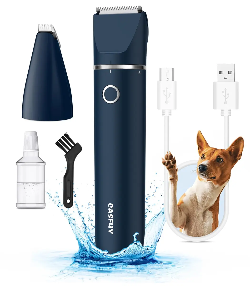 Casfuy Cordless Hair Trimmer for Pets | Low Noise, USB Rechargeable, Double Stainless Steel & Ceramic Blades (0.4''-1'') - main product image