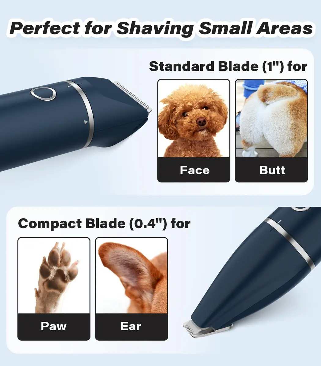 Casfuy Cordless Hair Trimmer for Pets | Low Noise, USB Rechargeable, Double Stainless Steel & Ceramic Blades (0.4''-1'') - view 6