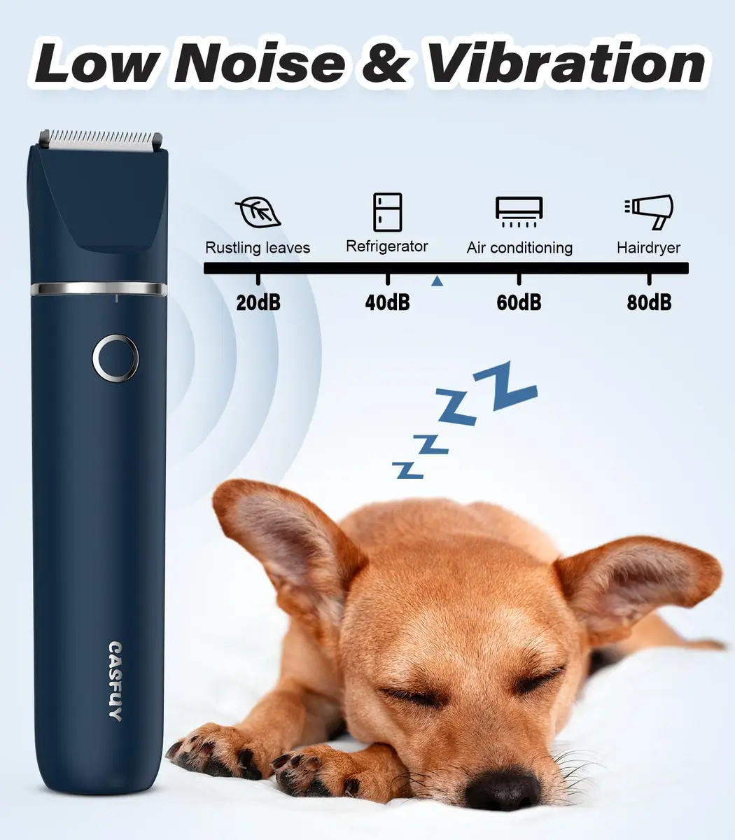 Casfuy Cordless Hair Trimmer for Pets | Low Noise, USB Rechargeable, Double Stainless Steel & Ceramic Blades (0.4''-1'') - view 4