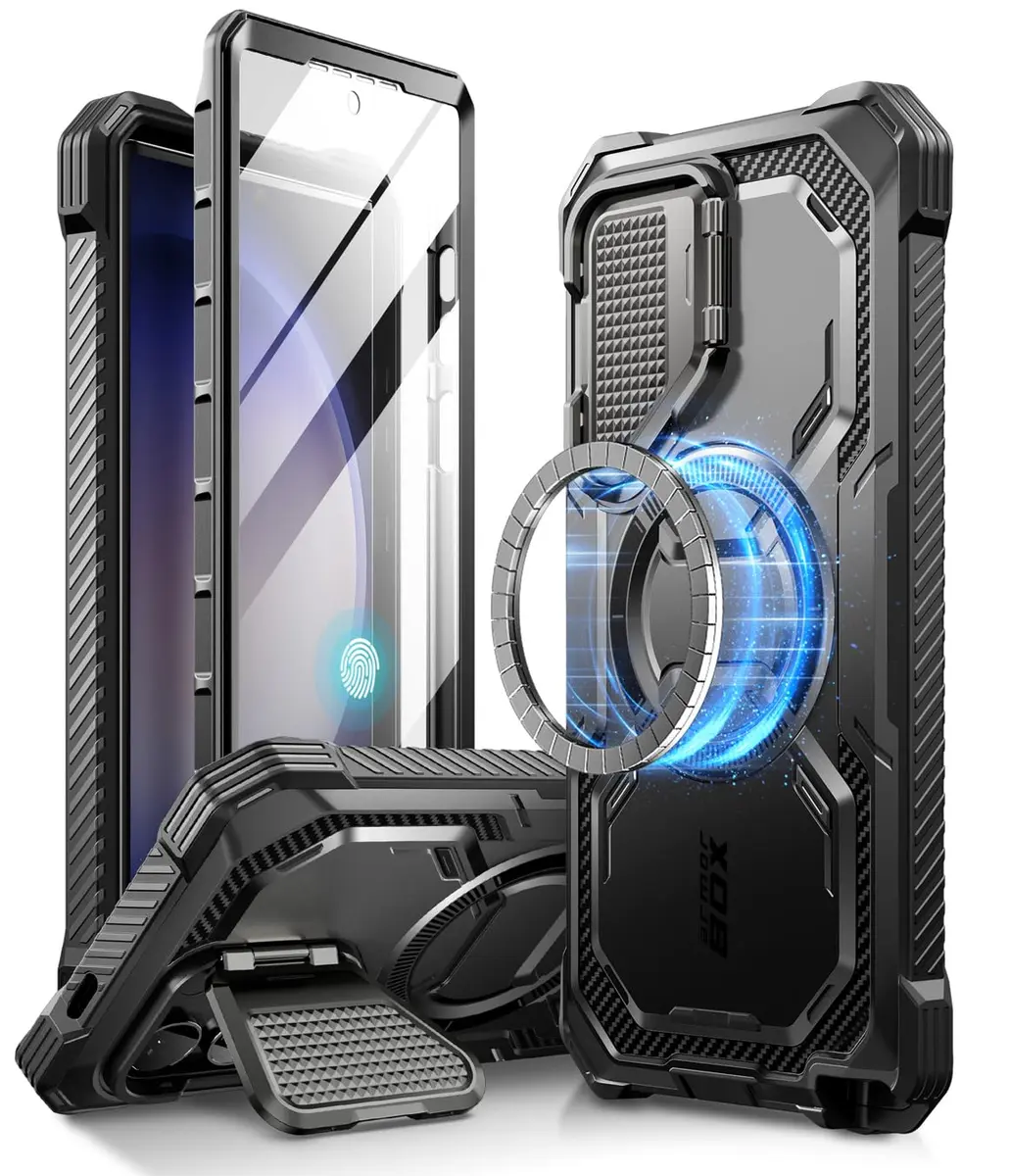 i-Blason Armorbox for Galaxy S24 Ultra Case with Camera Cover Stand & MagSafe, Black 19.7cm (7.75in) | Full Body Rugged Protection - main product image