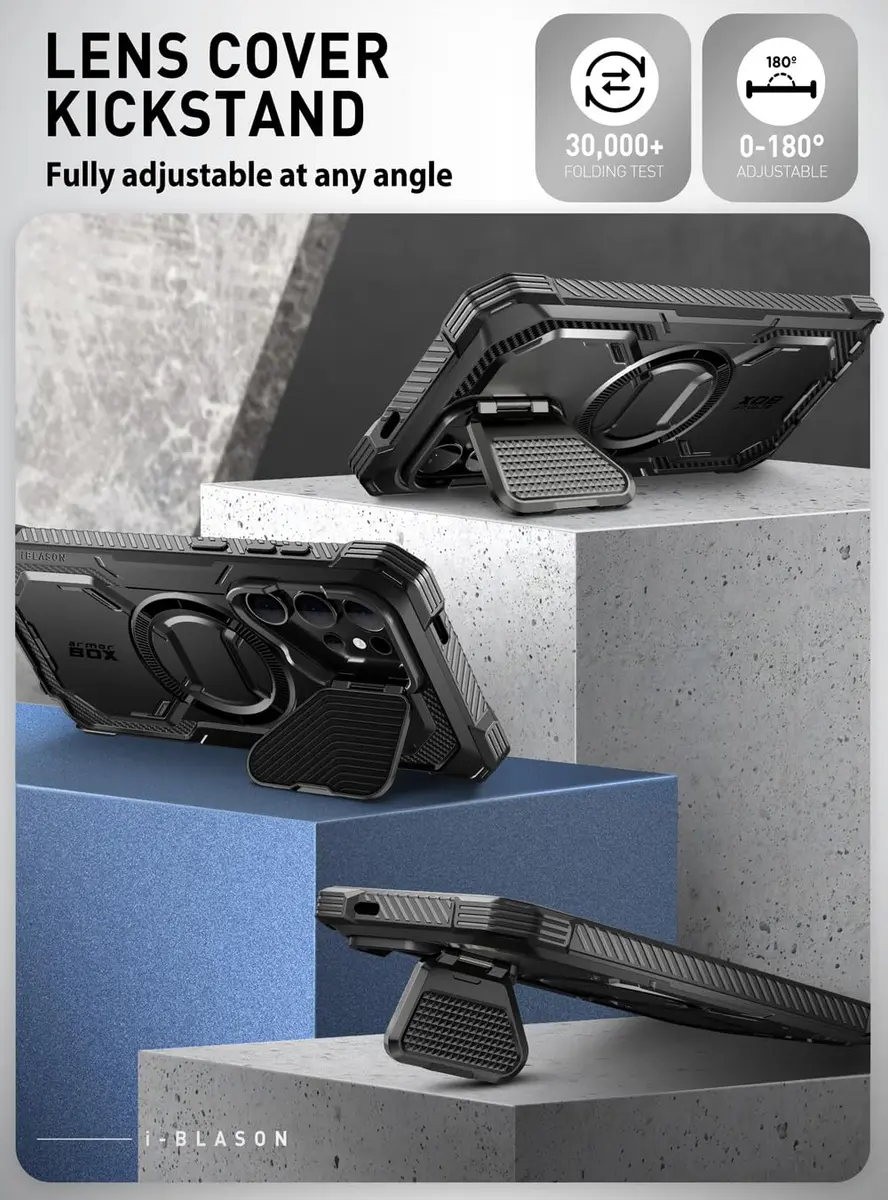 i-Blason Armorbox for Galaxy S24 Ultra Case with Camera Cover Stand & MagSafe, Black 19.7cm (7.75in) | Full Body Rugged Protection - view 6