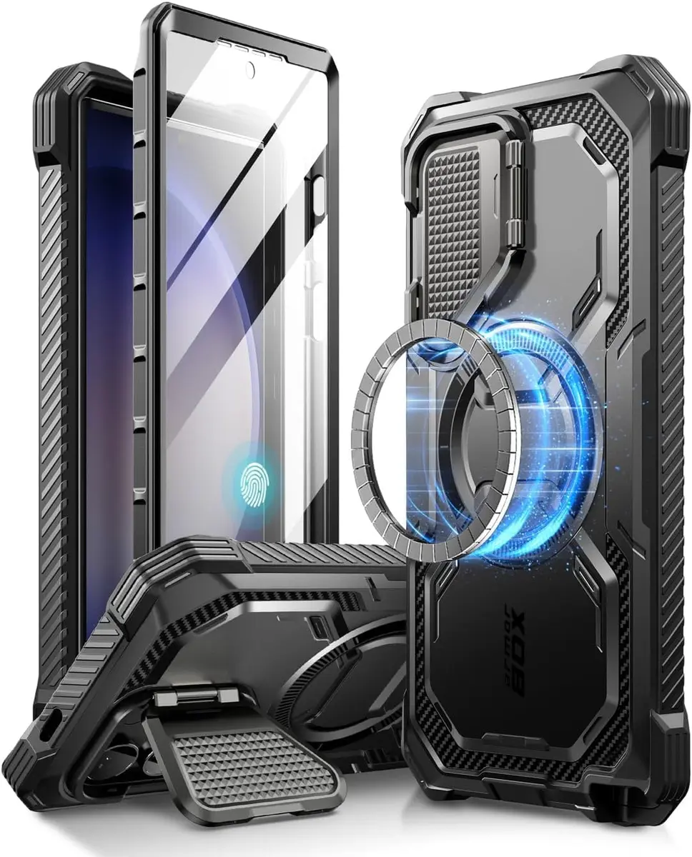 i-Blason Armorbox for Galaxy S24 Ultra Case with Camera Cover Stand & MagSafe, Black 19.7cm (7.75in) | Full Body Rugged Protection - view 4