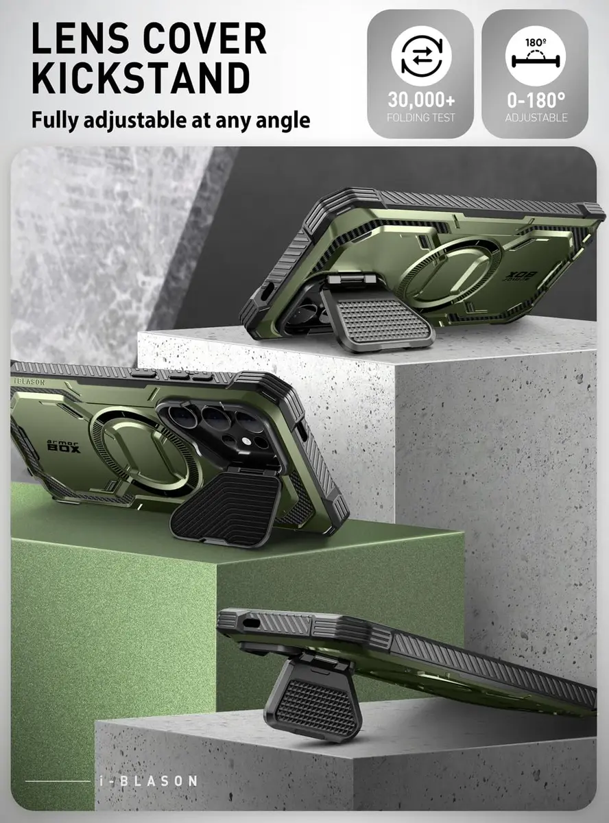 i-Blason Armorbox for Galaxy S24 Ultra Case with Camera Cover Stand & MagSafe, Green 17.9cm (7.24in) | MIL-STD 810G-516.6 Certified Drop Protection - view 5